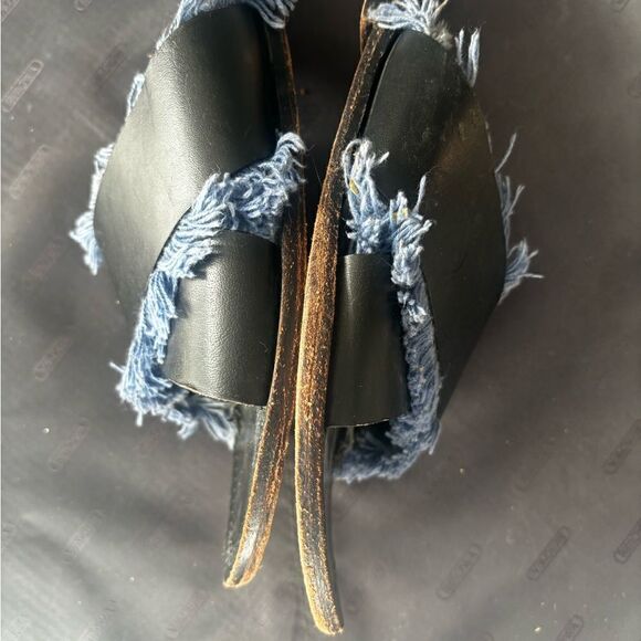 Anthropologie Antik Batik Sandals Fringe flats crisscross tweed distressed shoes - Picture 8 of 8